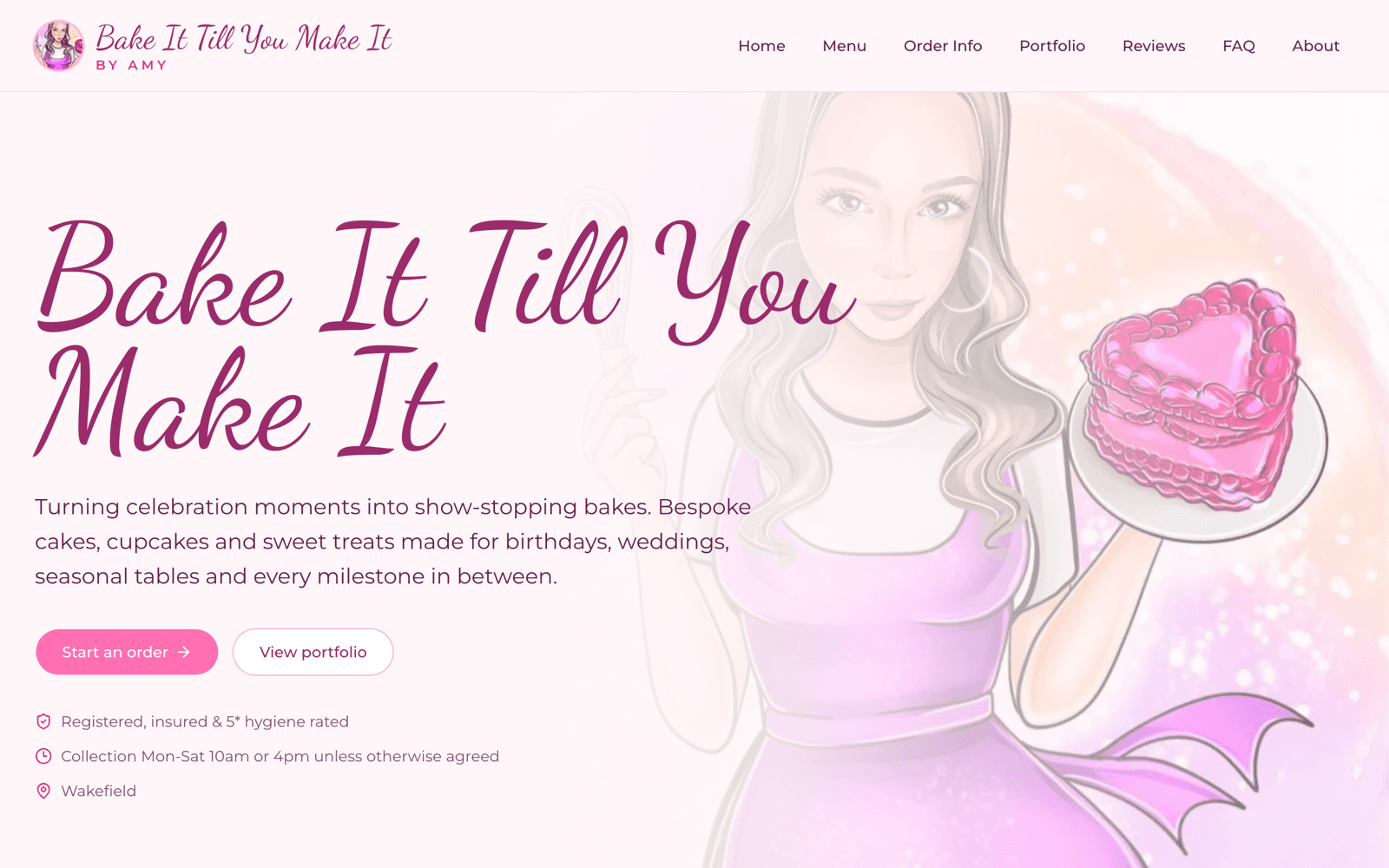 Screenshot of the Bake It Till You Make It by Amy website homepage